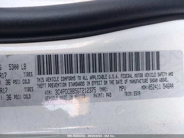 Dodge Journey Sxt 2016 3C4PDCBB5GT212375 Image 9