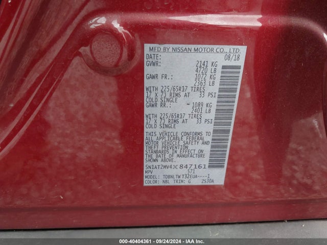 Nissan ROGUE SV 2018 5N1AT2MV4JC847161 Image 9