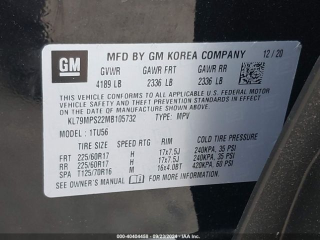 KL79MPS22MB105732 Chevrolet Trailblazer Fwd Lt