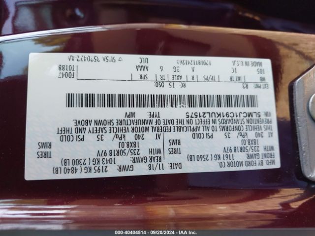 5LMCJ1C91KUL21575 Lincoln Mkc Standard