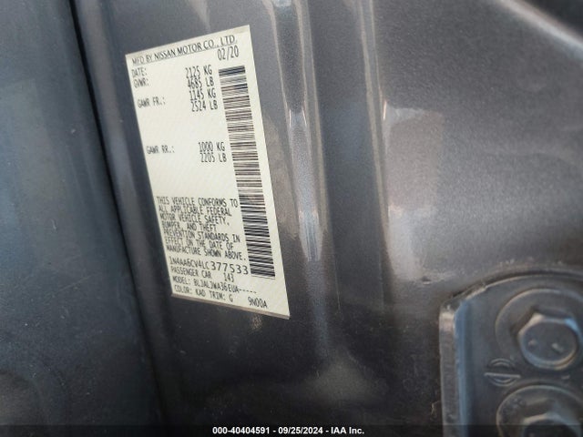 Nissan Maxima Sv Xtronic Cvt 2020 1N4AA6CV4LC377533 Image 9
