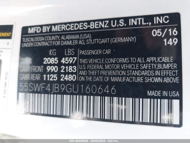 55SWF4JB9GU160646 Mercedes-Benz C 300 Luxury/sport
