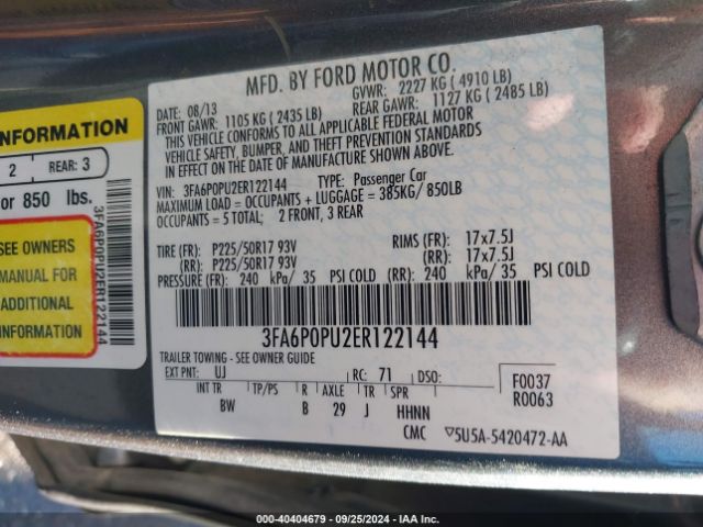 3FA6P0PU2ER122144 Ford Fusion Energi Se Luxury