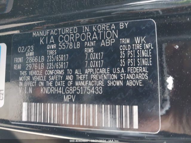 KNDRH4LG8P5175433 KIA Sorento Hybrid Ex