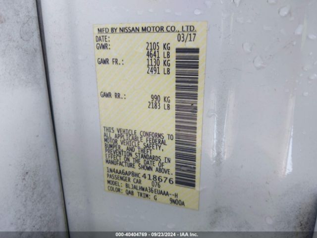 1N4AA6AP8HC418676 Nissan Maxima 3.5 Platinum
