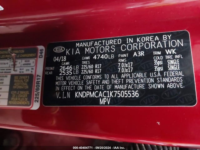 KIA Sportage Lx 2019 KNDPMCAC1K7505536 Image 9