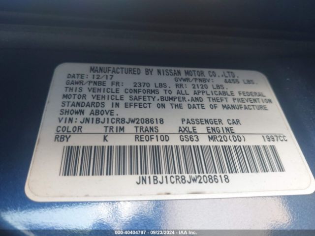 JN1BJ1CR8JW208618 Nissan Rogue Sport Sl