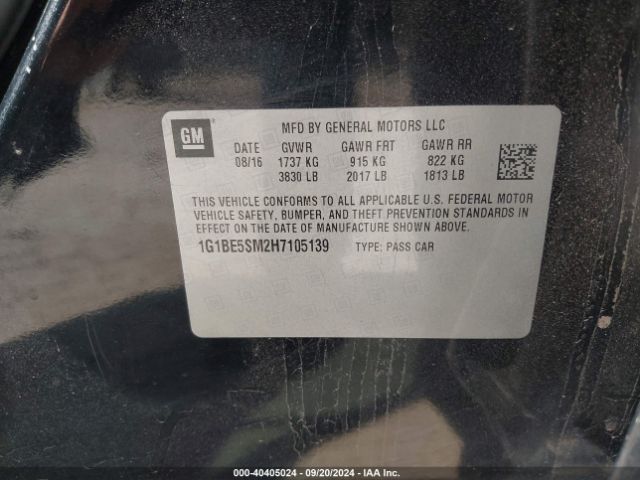 1G1BE5SM2H7105139 Chevrolet Cruze Lt Auto