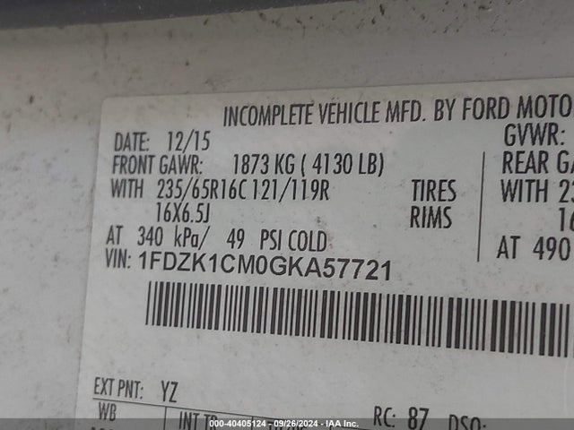 1FDZK1CM0GKA57721 Ford Transit
