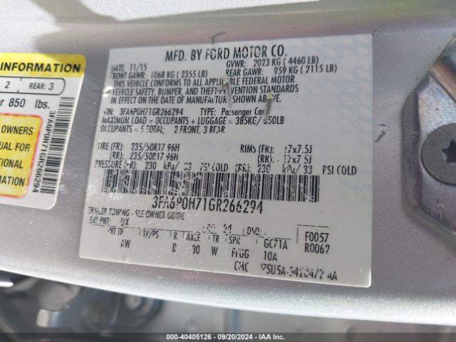 3FA6P0H71GR266294 Ford FUSION SE