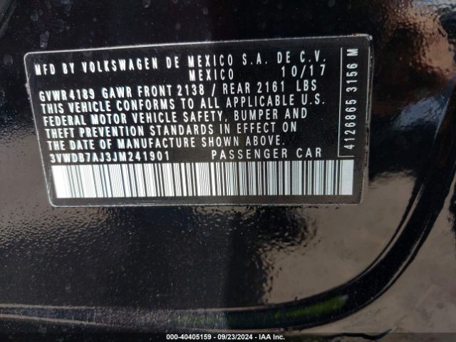 3VWDB7AJ3JM241901 Volkswagen Jetta 1.4t Se/1.4t Wolfsburg Edition