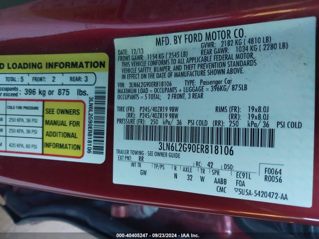 Lincoln MKZ 2014 3LN6L2G90ER818106 Image 9