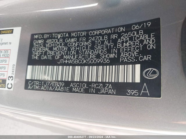 JTHHA5BC0K5009936 Lexus Rc 300 F Sport