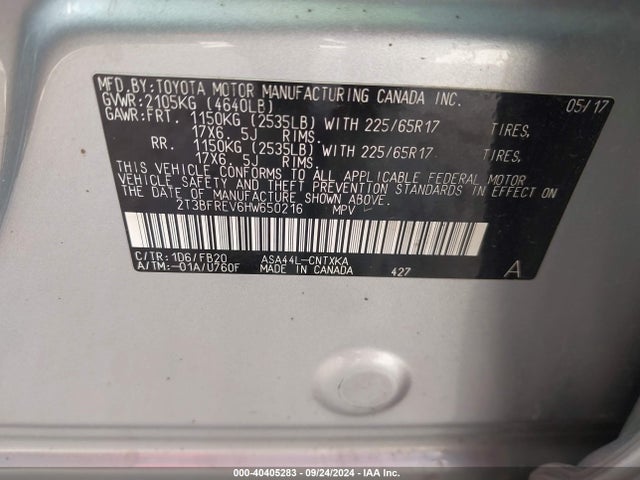 Toyota RAV4 LE 2017 2T3BFREV6HW650216 Image 9