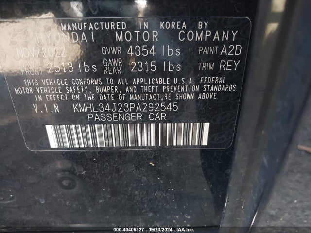 Hyundai Sonata Limited 2023 KMHL34J23PA292545 Image 9