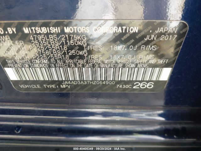2017 MITSUBISHI OUTLANDER JA4AD3A37HZ064900 Photo 8