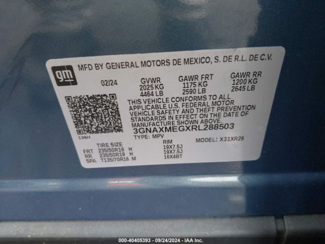 3GNAXMEGXRL288503 Chevrolet Equinox Fwd Rs