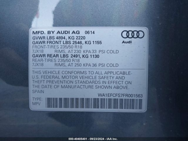 WA1EFCFS7FR001563 Audi Q3 2.0t Premium Plus