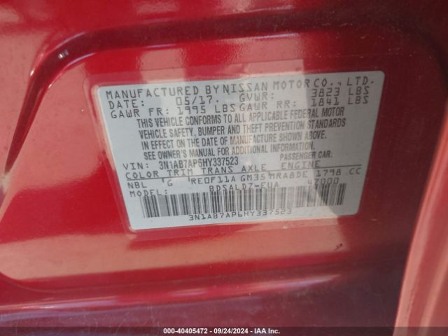 3N1AB7AP6HY337523 Nissan SENTRA SV