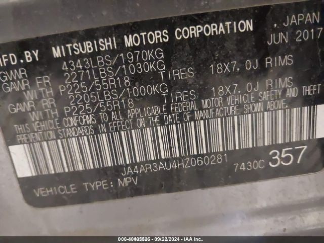 2017 MITSUBISHI OUTLANDER SPORT JA4AR3AU4HZ060281 Photo 8