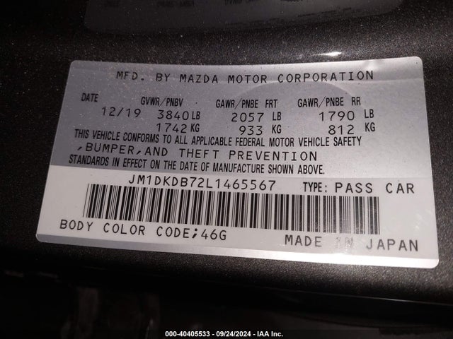 JM1DKDB72L1465567 Mazda Cx-3 Sport