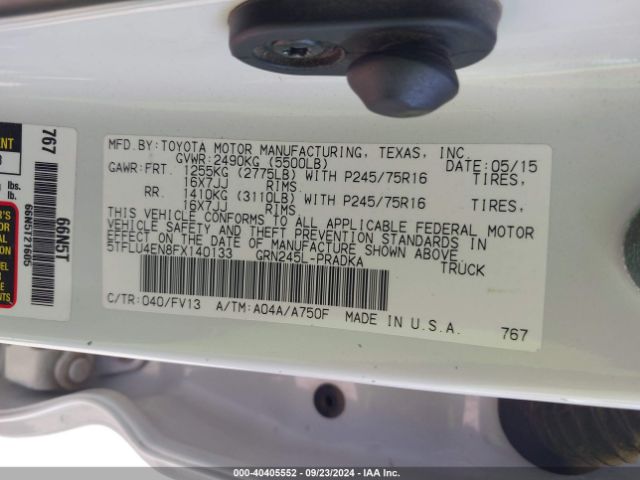 5TFLU4EN8FX140133 Toyota Tacoma Base V6
