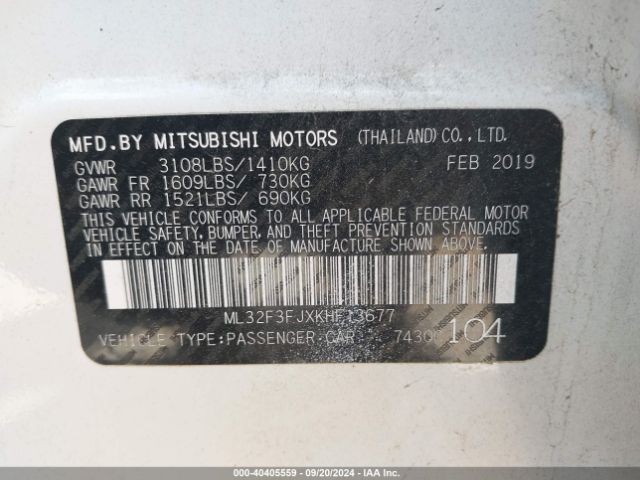2019 MITSUBISHI MIRAGE G4 ML32F3FJXKHF13677 Photo 8