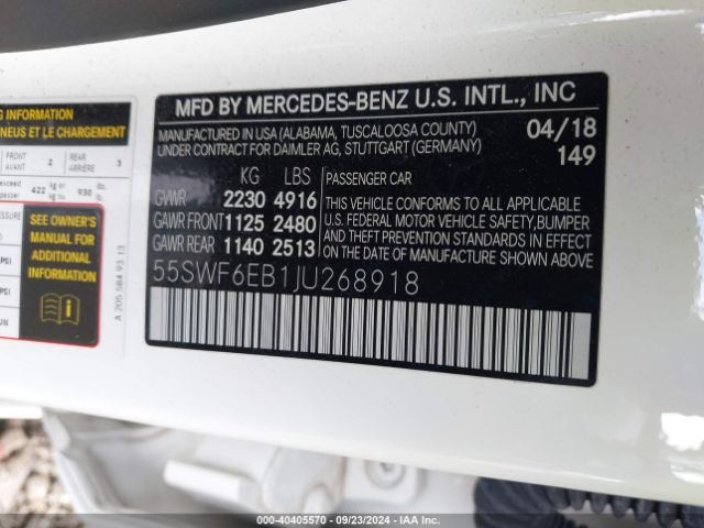55SWF6EB1JU268918 Mercedes-Benz Amg C 43 4matic