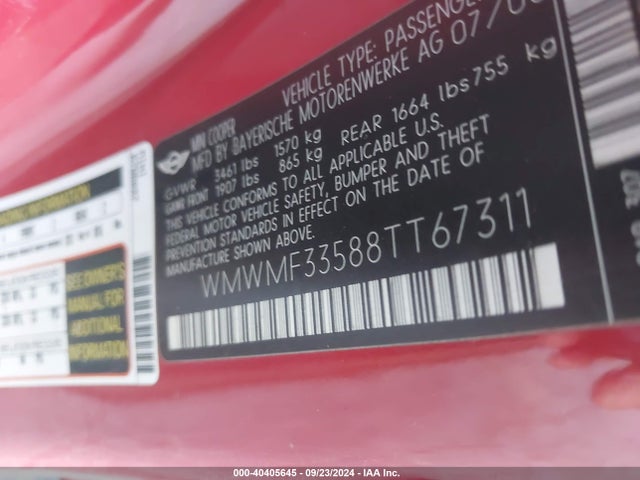 2008 MINI COOPER WMWMF33588TT67311 Photo 8