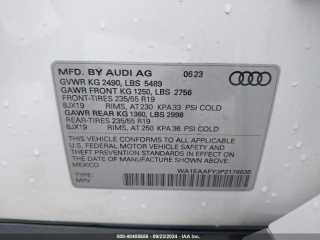 WA1EAAFY3P2176636 Audi Q5 Premium Plus 45 Tfsi S Line Quattro
