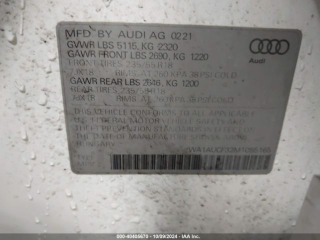 WA1AUCF32M1095165 Audi Q3 Premium 40 Tfsi Quattro Tiptronic