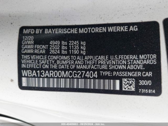 WBA13AR00MCG27404 BMW M440i Xdrive