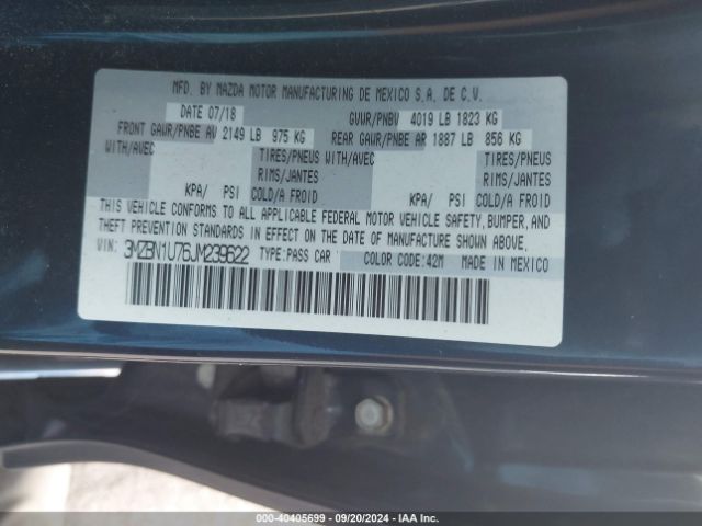 3MZBN1U76JM239622 Mazda Mazda3 Sport