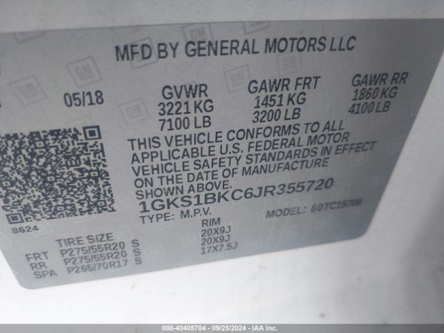 1GKS1BKC6JR355720 GMC YUKON SLT