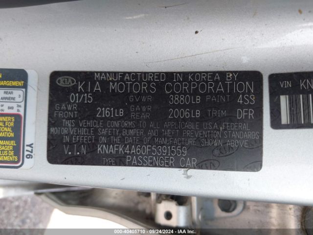 KNAFK4A60F5391559 KIA FORTE LX