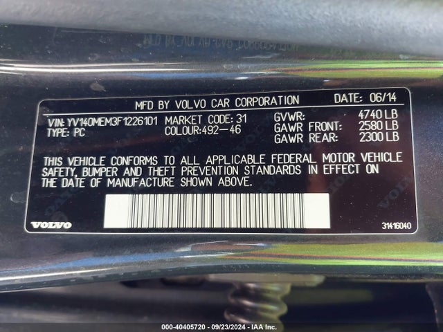 Volvo V60 T5 Platinum 2015 YV140MEM3F1226101 Image 9
