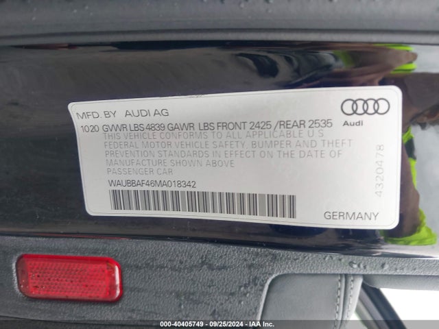 WAUBBAF46MA018342 Audi A4 Premium Plus 40 Tfsi Quattro S Tronic