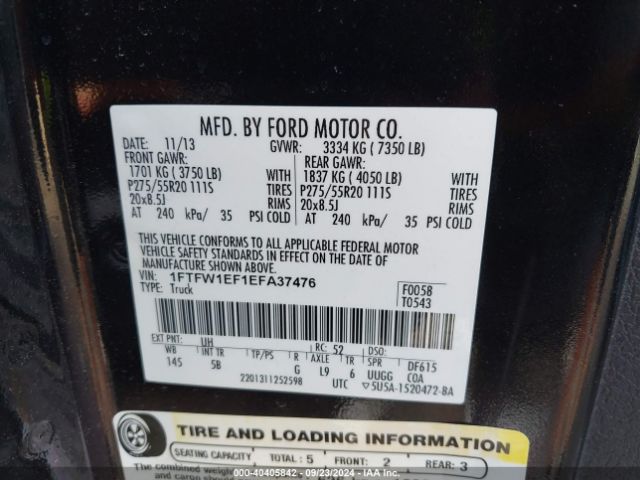 1FTFW1EF1EFA37476 Ford F-150 Fx4