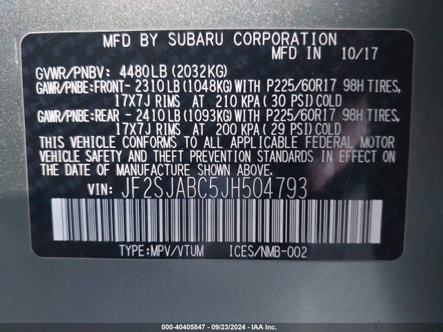 JF2SJABC5JH504793 Subaru Forester 2.5i