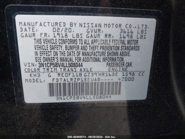 Nissan Kicks S Xtronic Cvt 2020 3N1CP5BV4LL508044 Image 9