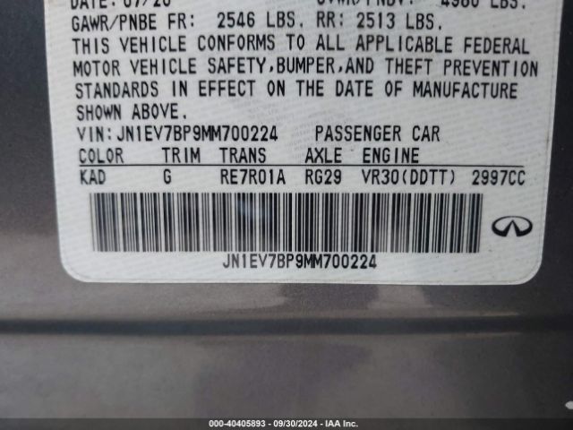 JN1EV7BP9MM700224 Infiniti Q50 LUXE