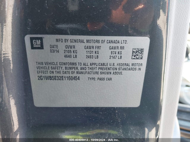 Chevrolet Impala Limited Lt 2014 2G1WB5E32E1160454 Image 9