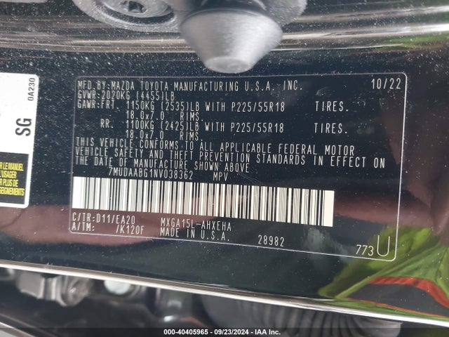 Toyota Corolla Cross Xle 2022 7MUDAABG1NV038362 Image 9