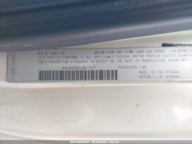 1990 AUDI COUPE WAUGE58B2LA017347 Photo 8