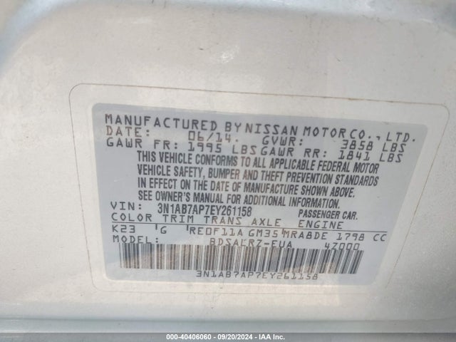 Nissan SENTRA SR 2014 3N1AB7AP7EY261158 Image 9