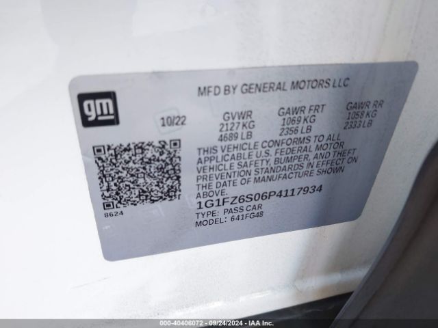 1G1FZ6S06P4117934 Chevrolet Bolt Euv Fwd Premier
