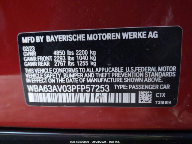 WBA63AV03PFP57253 BMW 430i Gran Coupe