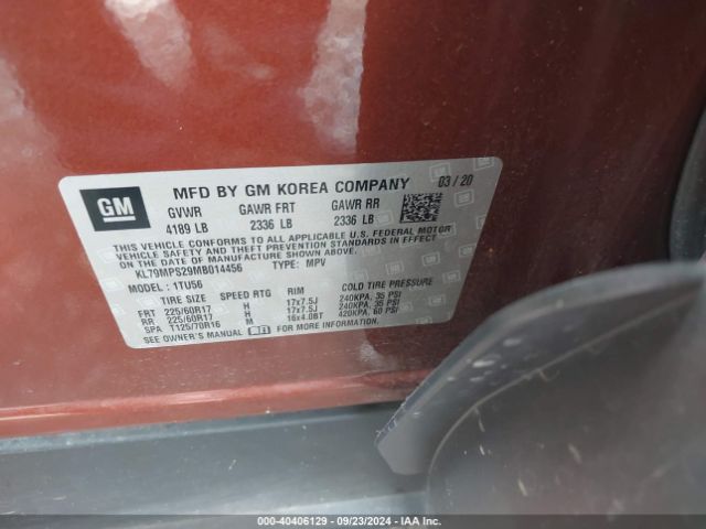 KL79MPS29MB014456 Chevrolet Trailblazer Fwd Lt