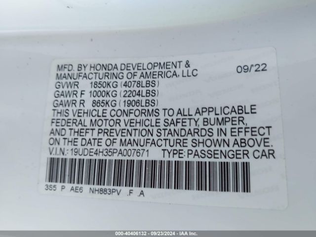 19UDE4H35PA007671 Acura Integra A-spec