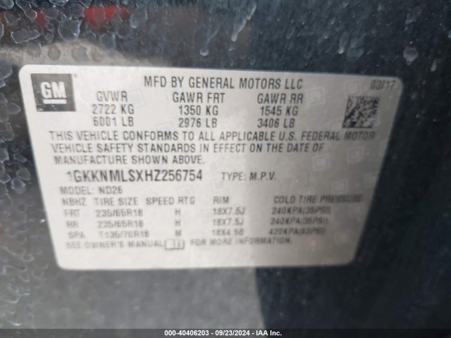 1GKKNMLSXHZ256754 GMC Acadia Slt-1